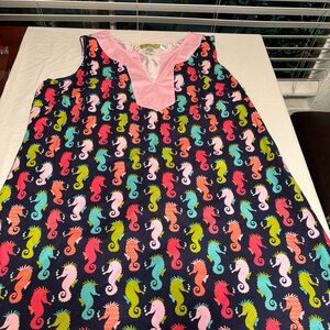Source Unknown Asymmetrical Dress with Seahorse Pattern